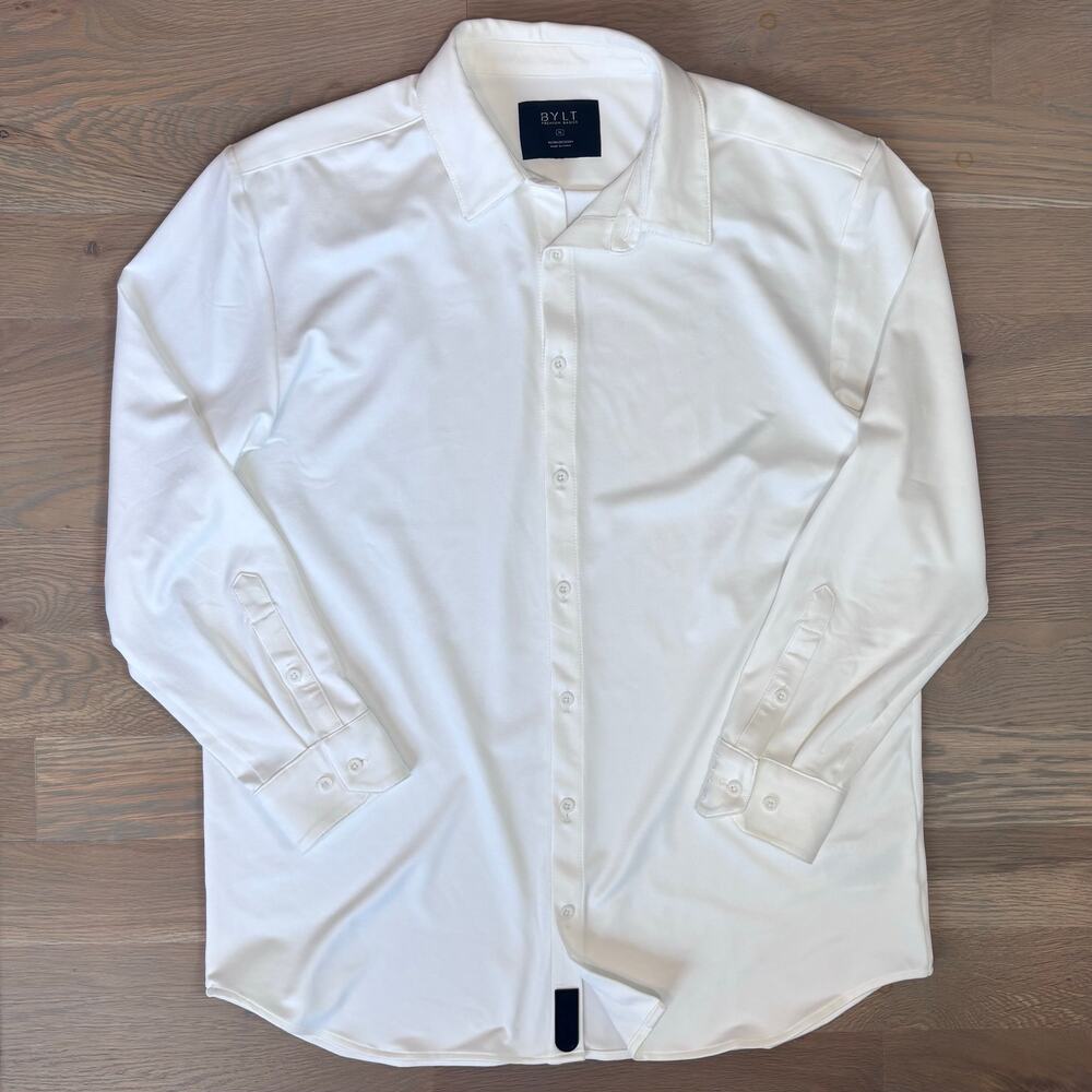 BYLT Premium Basics Performance White Button Down Shirt Stretch Mens Size XL - Picture 7 of 12